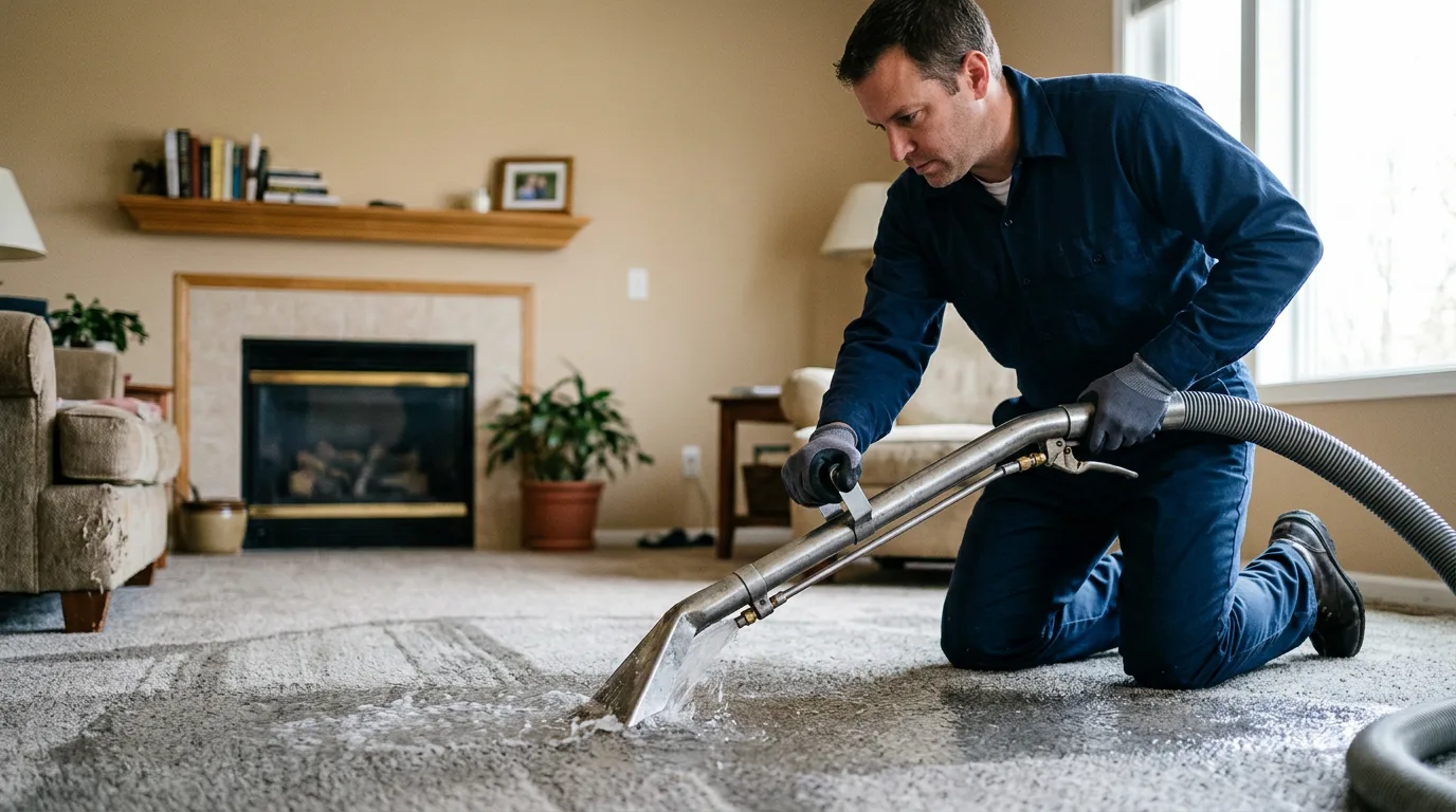 Water damage restoration technician working near Gilmore, AR